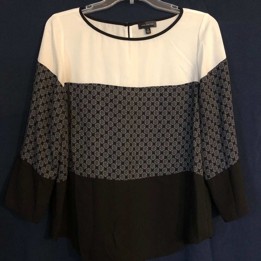The Limited Black & Cream Blouse Stripe